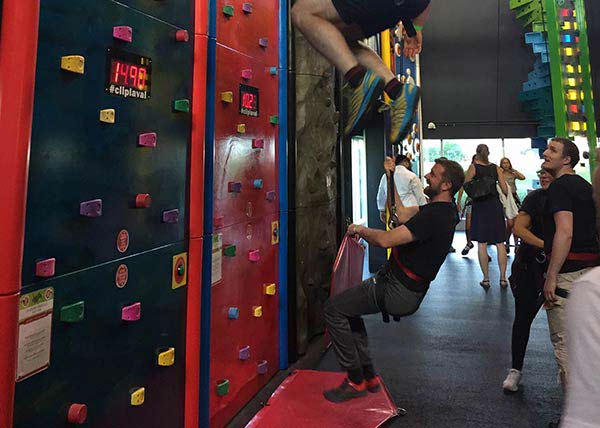 iBwave employees wall climbing