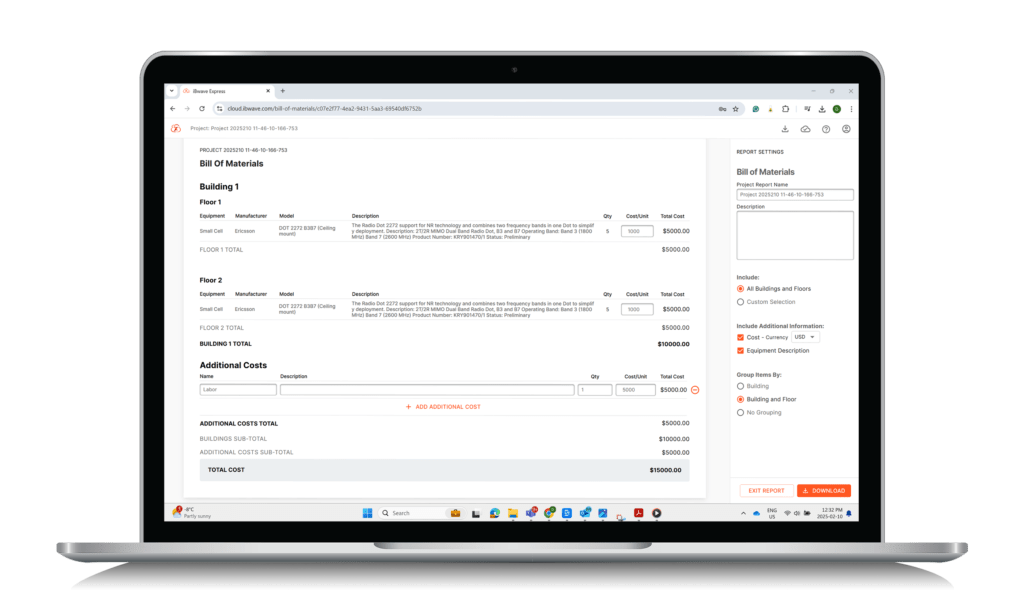 iBwave Express | Bill of Materials (BOM)